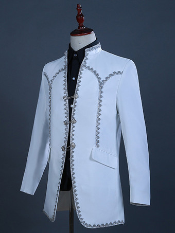 ホワイト ヴィンテージ セット ヴィンテージ ポリエステル フリル 長袖 男性用レトロコスチューム