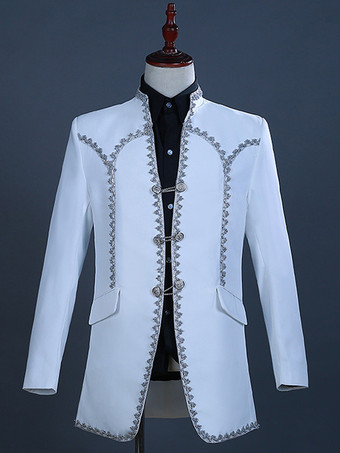 ホワイト ヴィンテージ セット ヴィンテージ ポリエステル フリル 長袖 男性用レトロコスチューム