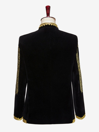 ブラック ヴィンテージ トップ ヴィンテージ ポリエステル 刺繍 長袖 男性用レトロコスチューム