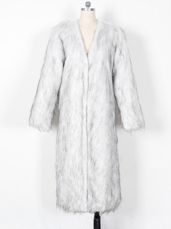 フェイクファーコート ブラック ウエストラインなし フルレングス レディース エコフレンドリー ファーコート