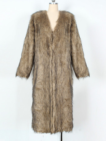 フェイクファーコート ブラック ウエストラインなし フルレングス レディース エコフレンドリー ファーコート