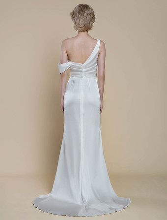 シンプルなウェディングドレス マーメイドデザイン ネックライン ノースリーブ レース 20cm ブライダルガウン