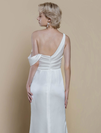 シンプルなウェディングドレス マーメイドデザイン ネックライン ノースリーブ レース 20cm ブライダルガウン