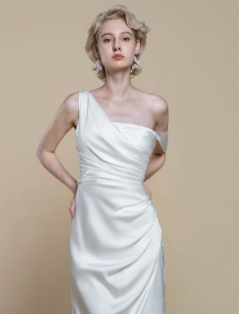 シンプルなウェディングドレス マーメイドデザイン ネックライン ノースリーブ レース 20cm ブライダルガウン