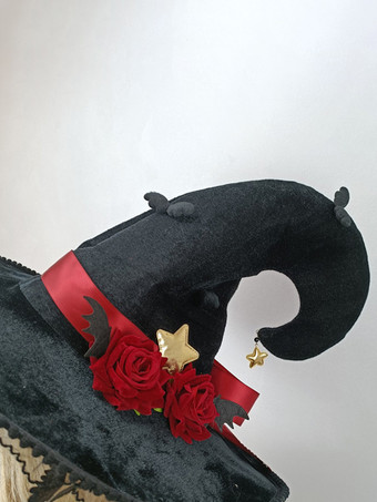 ゴシックロリータ帽子フリルリボンアクセサリーポリエステルブラックロリータアクセサリー