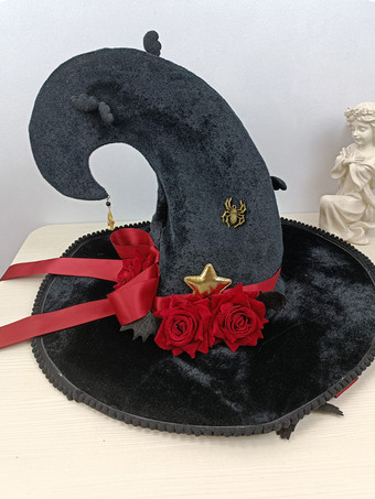 ゴシックロリータ帽子フリルリボンアクセサリーポリエステルブラックロリータアクセサリー