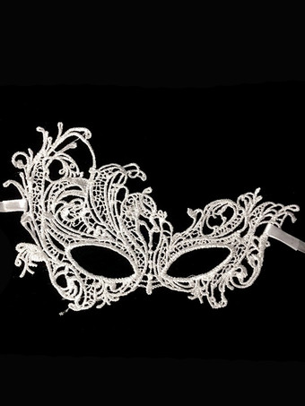 アイボリー 仮面舞踏会アイマスク 女性用 デイリーカジュアル コールドホワイトレース