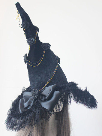 ブラック ゴシックロリータ帽子花リボンアクセサリーレースポリエステルブラックロリータアクセサリー