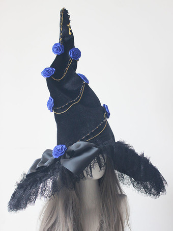 ブルー ゴシックロリータ帽子花リボンアクセサリーレースポリエステルブラックロリータアクセサリー