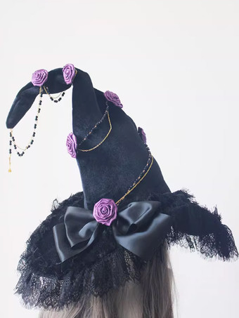 パープル ゴシックロリータ帽子花リボンアクセサリーレースポリエステルブラックロリータアクセサリー