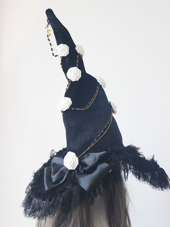 ホワイト ゴシックロリータ帽子花リボンアクセサリーレースポリエステルブラックロリータアクセサリー