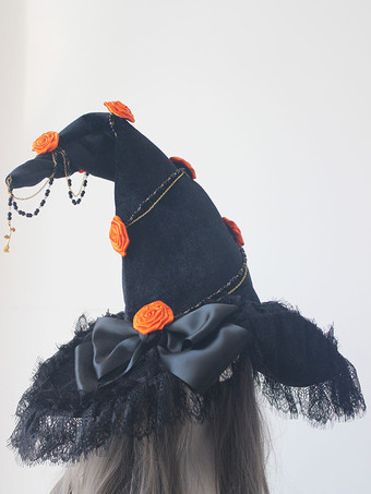 オレンジ ゴシックロリータ帽子花リボンアクセサリーレースポリエステルブラックロリータアクセサリー