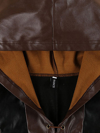 ハロウィン ハロウィンコスチューム コーヒーブラウン レディース セクシードレス PUレザー カラーブロック ホリデーコスチューム