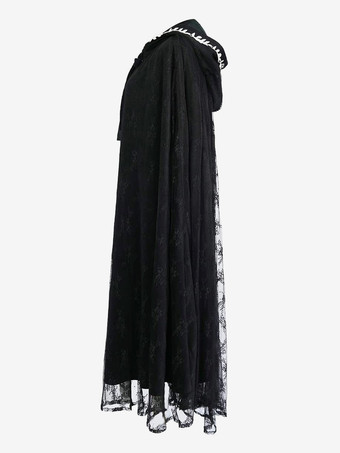 ハロウィン ハロウィンコスチューム 黒 大人用 レース レトロ マント ポリエステル ハロウィン ホリデーコスチューム