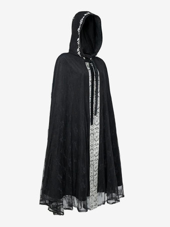 ハロウィン ハロウィンコスチューム 黒 大人用 レース レトロ マント ポリエステル ハロウィン ホリデーコスチューム