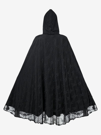 ハロウィン ハロウィンコスチューム 黒 大人用 レース レトロ マント ポリエステル ハロウィン ホリデーコスチューム