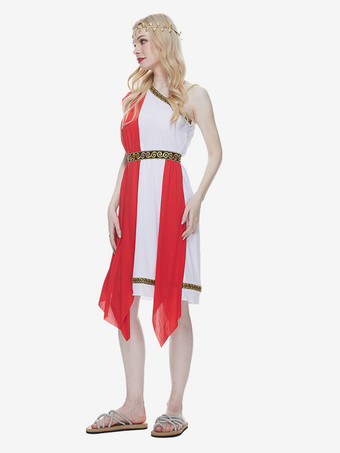 ハロウィン ハロウィンコスチューム レッド 大人用 カラーブロック ヴィンテージドレス ポリエステル ハロウィン ホリデーコスチューム