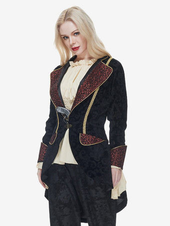 ハロウィン ハロウィンコスチューム ブラック 大人用 ジャカード ヴィンテージ イレギュラートップ ポリエステル ハロウィントップ ホリデーコスチューム