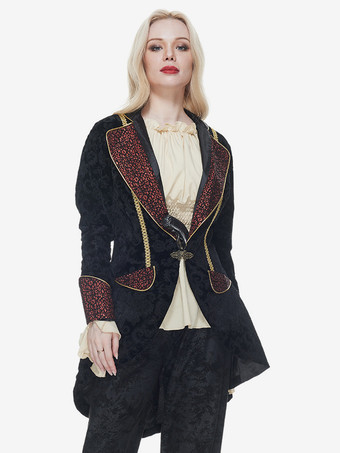 ブラック ハロウィン ハロウィンコスチューム ブラック 大人用 ジャカード ヴィンテージ イレギュラートップ ポリエステル ハロウィントップ ホリデーコスチューム