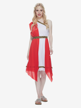 レッド ハロウィン ハロウィンコスチューム レッド 大人用 カラーブロック ヴィンテージドレス ポリエステル ハロウィン ホリデーコスチューム