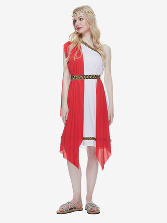 ハロウィン ハロウィンコスチューム レッド 大人用 カラーブロック ヴィンテージドレス ポリエステル ハロウィン ホリデーコスチューム