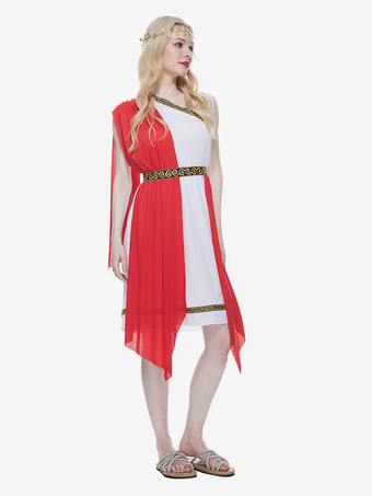 ハロウィン ハロウィンコスチューム レッド 大人用 カラーブロック ヴィンテージドレス ポリエステル ハロウィン ホリデーコスチューム