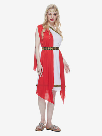 ハロウィン ハロウィンコスチューム レッド 大人用 カラーブロック ヴィンテージドレス ポリエステル ハロウィン ホリデーコスチューム