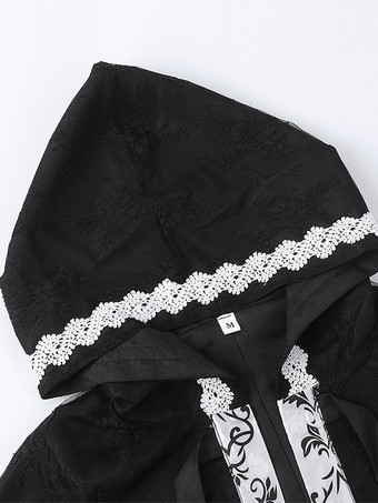 ハロウィン ハロウィンコスチューム 黒 大人用 レース レトロ マント ポリエステル ハロウィン ホリデーコスチューム