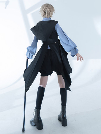 ゴシックロリータブラウス リボン 長袖ブラウス ロリータトップ ライトスカイブルー ロリータシャツ