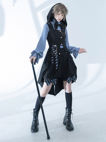 ブラック ロリータ スペシャル ロリータ トップ ベスト コスチューム ゴシック ブラック ノースリーブ リボン ボタン