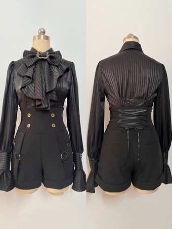 ゴシックロリータブルマーストレートブラックロリータショーツ