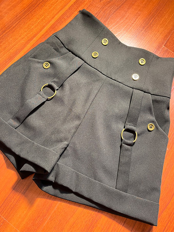 ゴシックロリータブルマーストレートブラックロリータショーツ