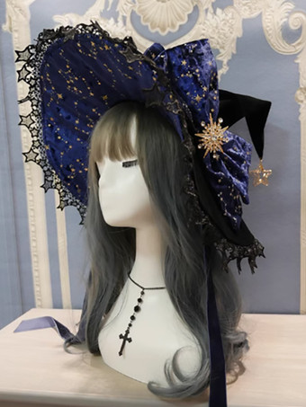 ブルー ゴシックロリータ帽子 ピンク リボン フリル アクセサリー レース ポリエステル ロリータ アクセサリー