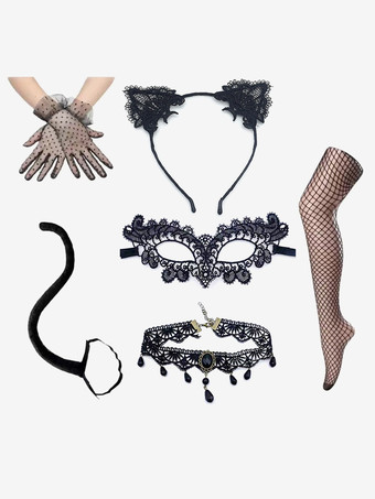 ブラック アクセサリー アイマスク 女性用 ブラック レース パーティー セット