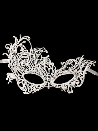 ホワイト マスク 仮面舞踏会 ベネチアン アイマスク ハロウィン 女性 シルバー レース パーティー
