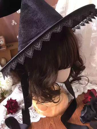SchwarzGothic Lolita Hut Rüschen Accessoire Polyester Schwarz Lolita Accessoires