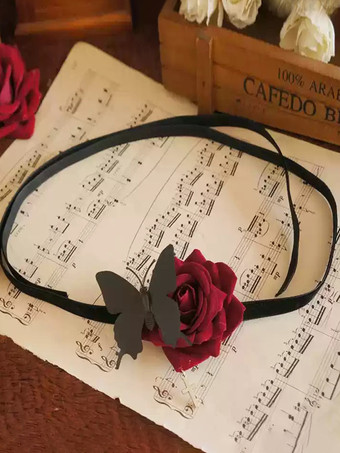 ワインレッド ゴシックロリータアクセサリー青い花蝶アクセサリーその他