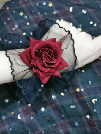 ゴシックロリータアクセサリー黒花フリルオーバースリーブその他