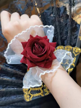 Gothic Lolita Accessoires Schwarze Blumen Rüschen Ärmelschoner Sonstiges