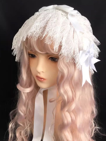 ゴシックロリータアクセサリー ホワイトレースリボン 帽子 その他