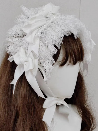 Accessoires gothiques Lolita Nœuds en dentelle blanche Coiffes Divers