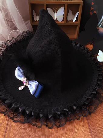 ゴシックロリータ帽子ブラックレースフリルリボンアクセサリーポリエステルロリータアクセサリー