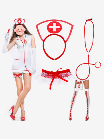 カラーホワイトセクシーなナースランジェリーコスチュームナイトクラブ女性専用アクセサリー