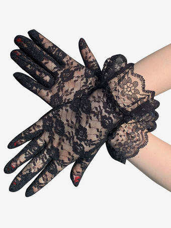 女性用デイリーカジュアルホワイトレースウェディングパーティーショートグローブ