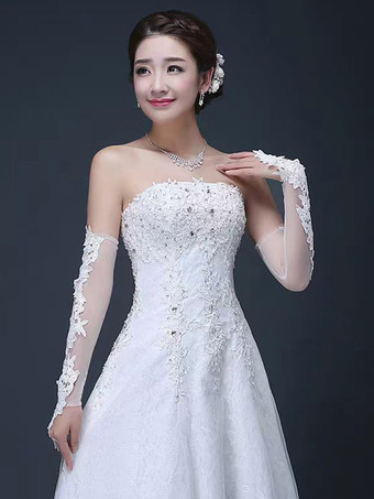 ウェディングロンググローブ女性ホワイトレースパーティー