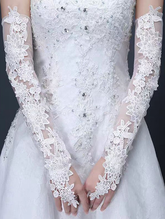 ウェディングロンググローブ女性ホワイトレースパーティー