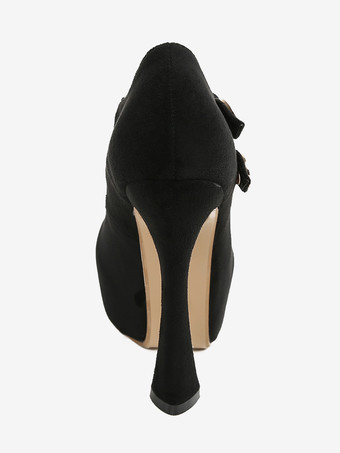 Zapatos de tacón alto sexys para mujer con tacón grueso y parte superior de microgamuza