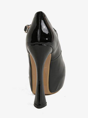 Scarpe col tacco alto sexy da donna con fibbia e tacco spesso in vernice