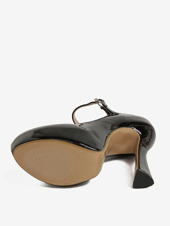 Scarpe col tacco alto sexy da donna con fibbia e tacco spesso in vernice