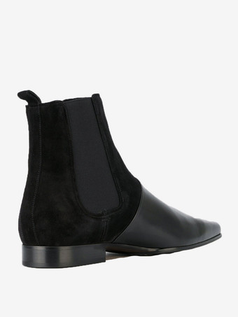 メンズ チェルシーブーツ ゴールド 牛革 ポインテッドトゥ プルオン ウエスタン ドレスブーツ